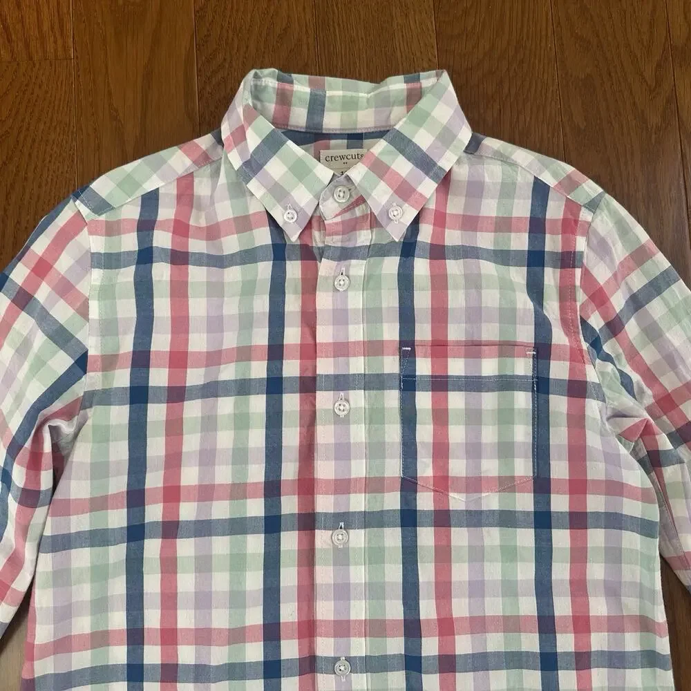 J‎ Crew Reimagined Crewcuts Youth Boy Size 10 Long Sleeve Plaid Shirt NWT